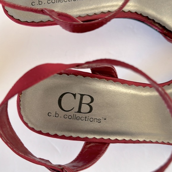 CB Collections Strappy High Heels 7 1/2 Dark Red Burgundy Rhinestone Detail - Picture 9 of 9